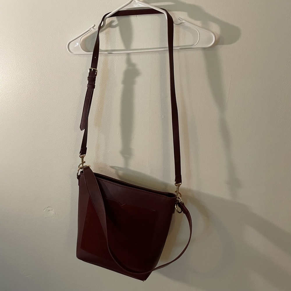 Wine color cross body purse